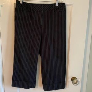 Ann Taylor ‘Ann’ Striped Navy Size 8P Crop Cuffed Pants